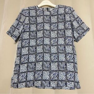 Vintage Norah Noh Women’s Top Blouse XS 100% Silk Mixed Animal Print 1990s 90s